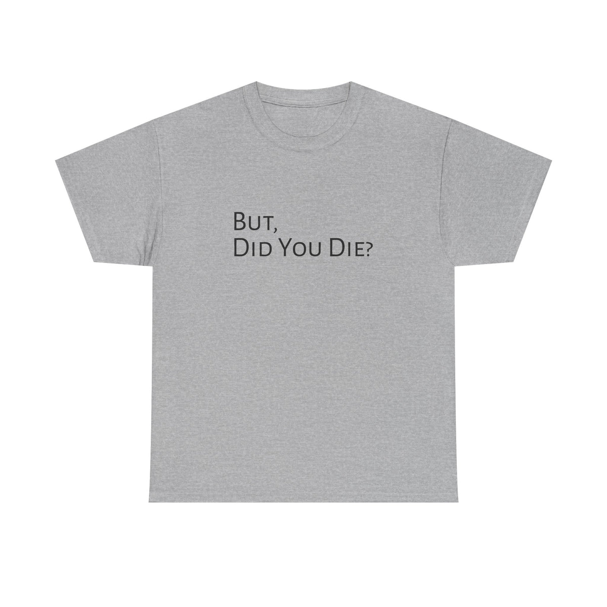 Funny "But, Did You Die?" T‑Shirt — Sarcastic Graphic Tee for Travelers & Adventurers