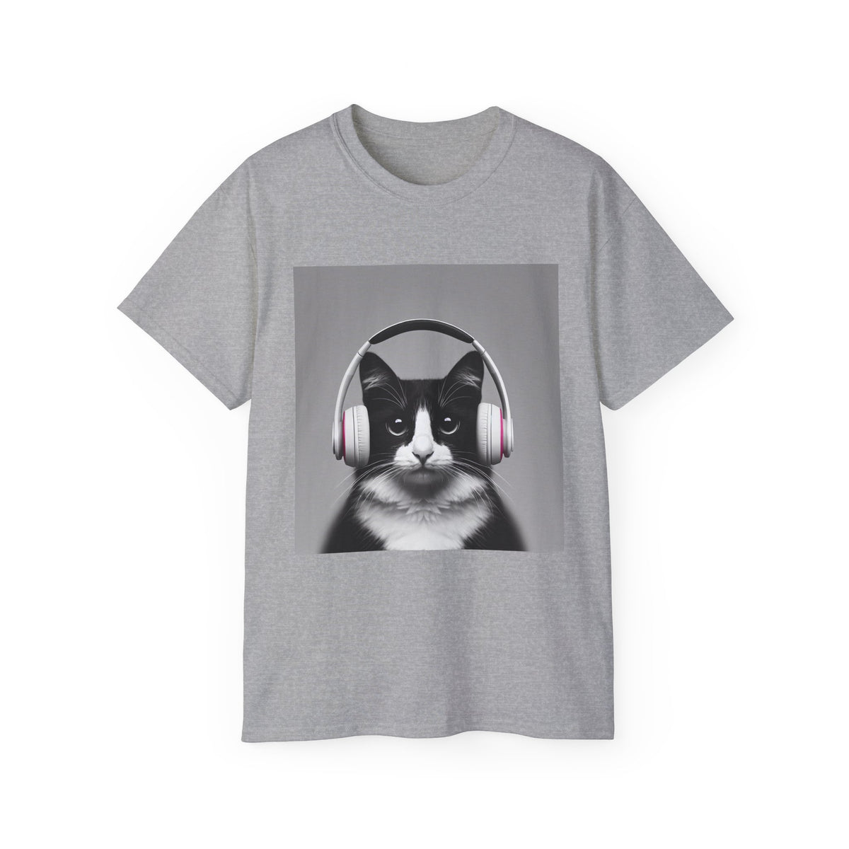 Cool Cat with Headphones   Unisex Tee
