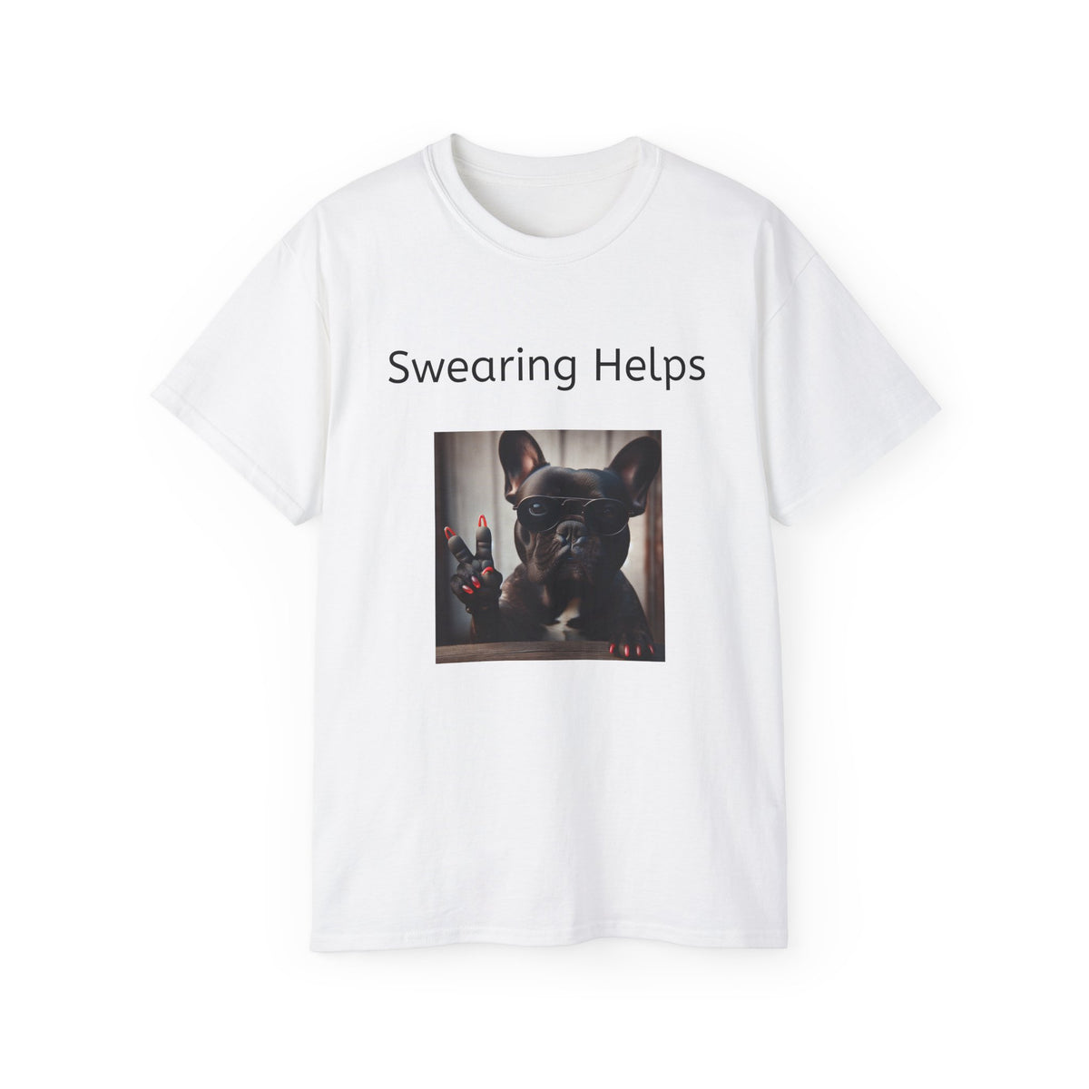 Swearing Helps French Bulldog  V-Neck Tee -Funny Witty Unisex Jersey T-Shirt