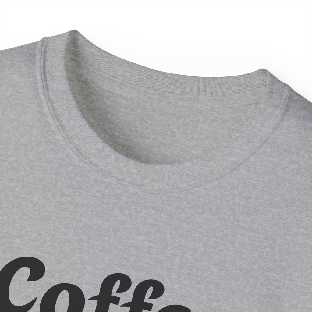 Coffee Because Murder is Wrong Cat with coffee cup graphic Unisex Tee - Fun Gift for Coffee Lovers, Cat Lovers, Cozy Wear, Perfect for Birthdays, Casual Outings, Halloween