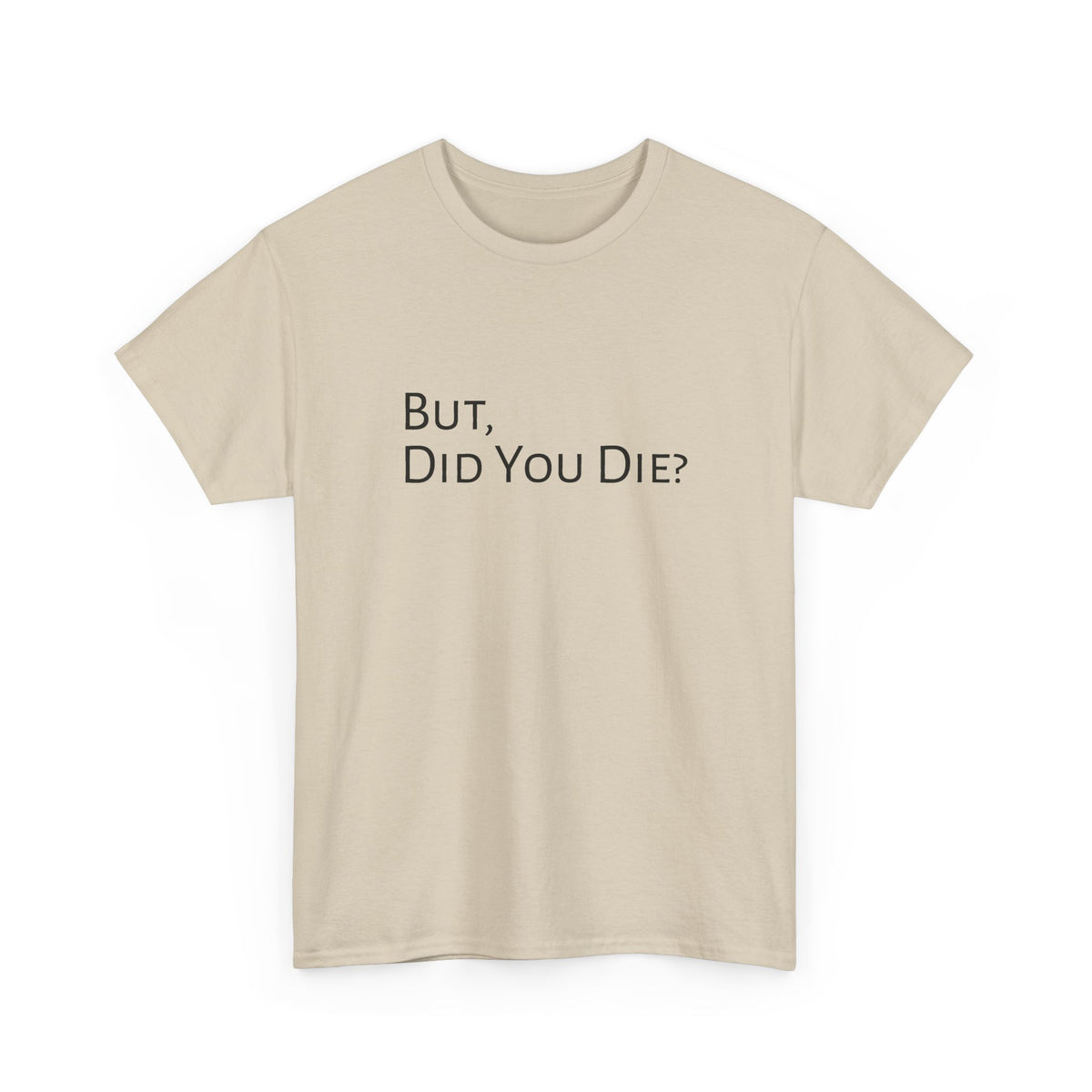 Funny "But, Did You Die?" T‑Shirt — Sarcastic Graphic Tee for Travelers & Adventurers