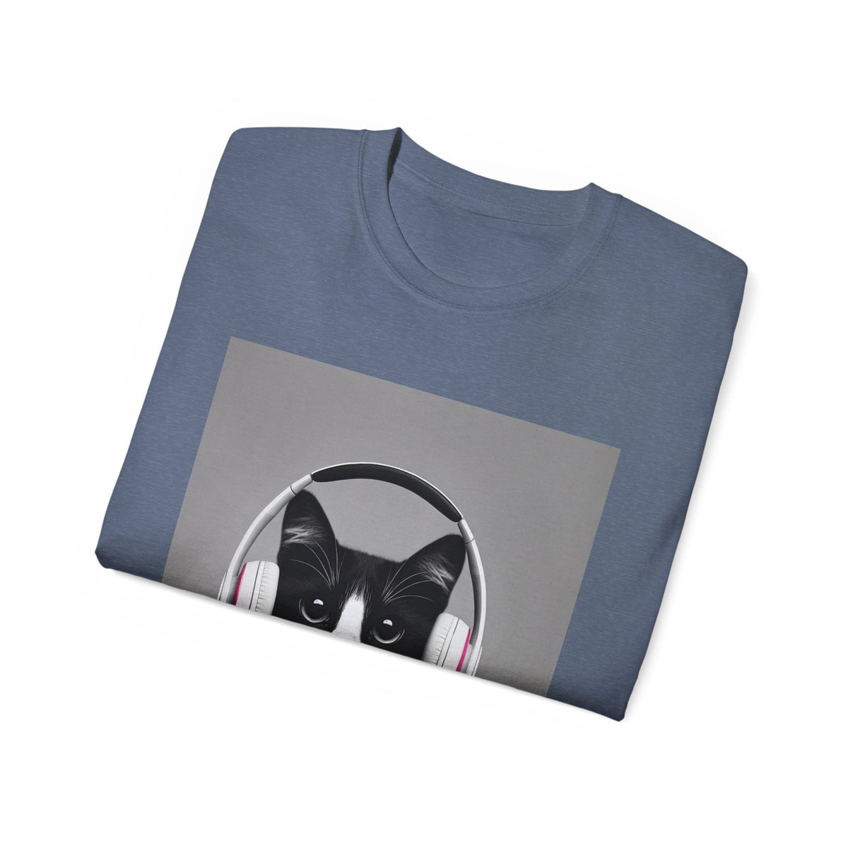 Cool Cat with Headphones   Unisex Tee