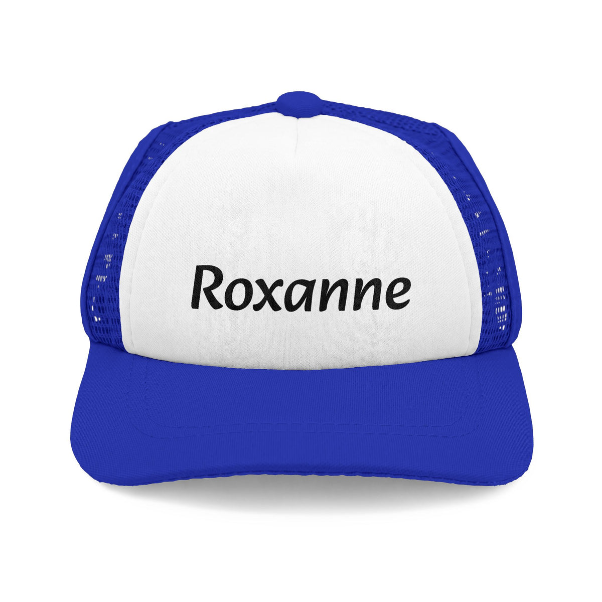 Personalized Dog Name Trucker Hat — Custom "Roxanne" Foam Front Mesh Cap