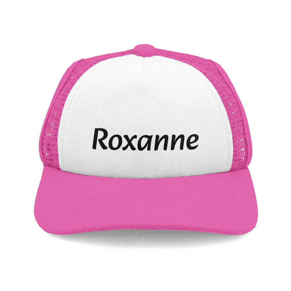 Personalized Dog Name Trucker Hat — Custom "Roxanne" Foam Front Mesh Cap