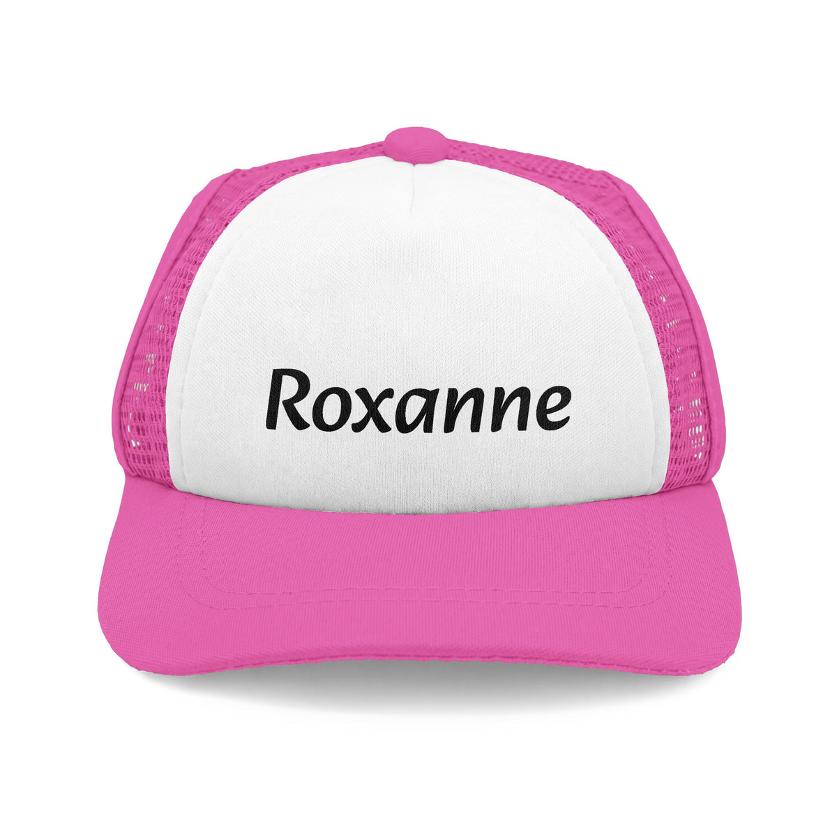 Personalized Dog Name Trucker Hat — Custom "Roxanne" Foam Front Mesh Cap