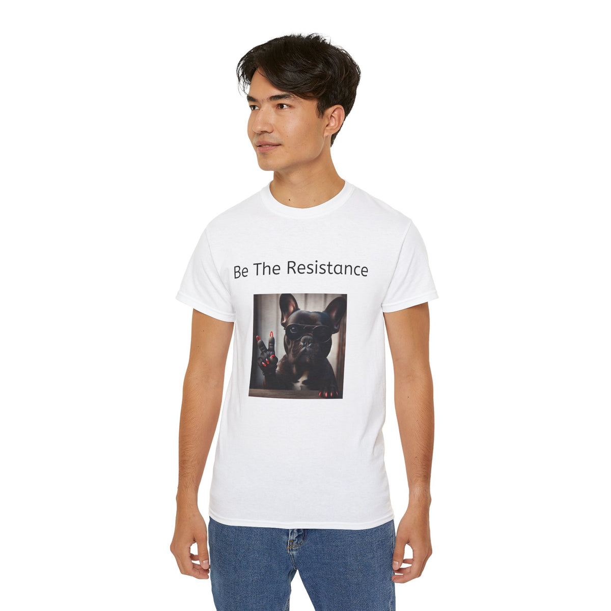 Be the Resistance French Bulldog  V-Neck Tee - Frenchie T Unisex Jersey T-Shirt