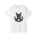 French Bulldog Peace Sign and wine  V-Neck Tee - Unisex Jersey T-Shirt
