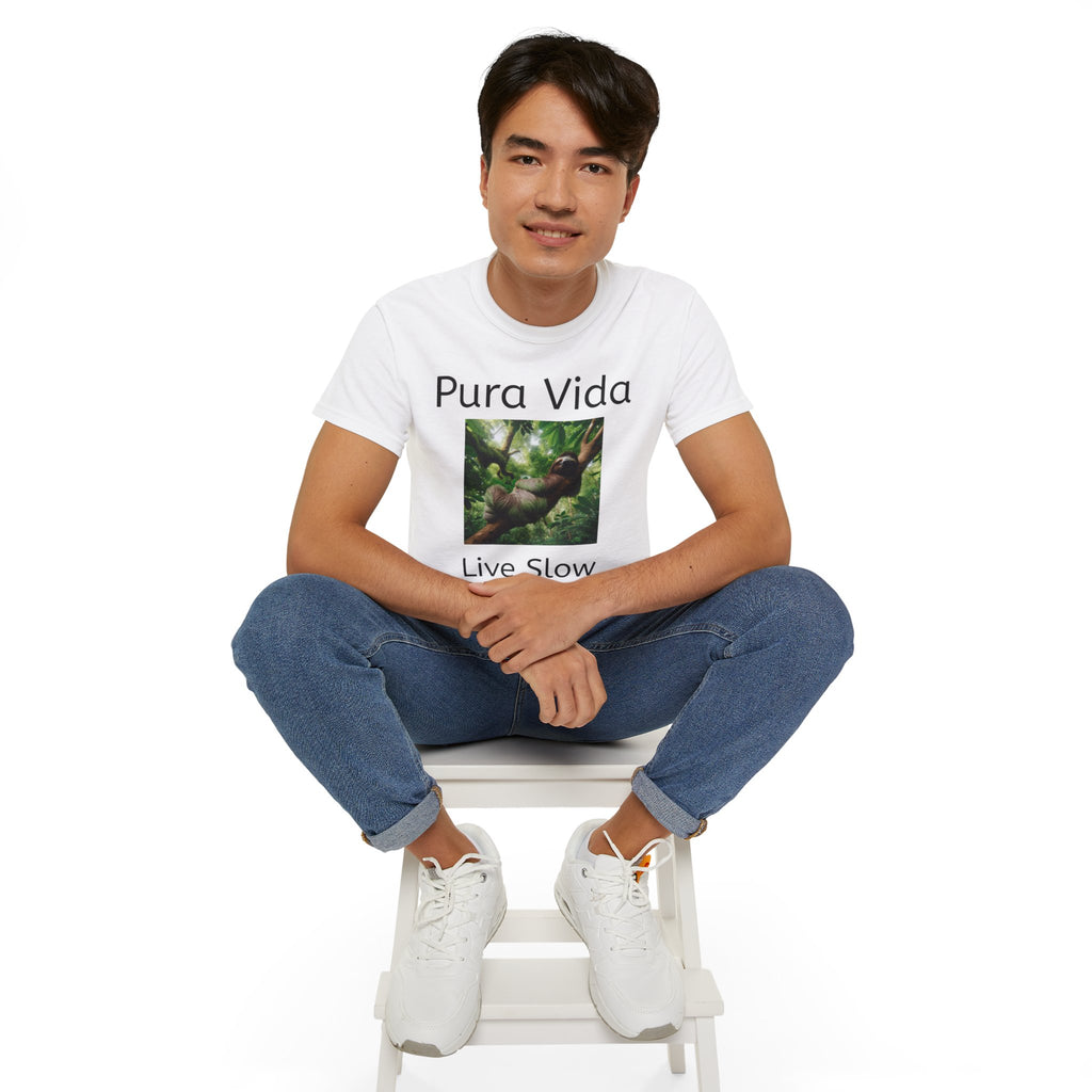 Pura Vida Sloth T - Live Slow Unisex Cotton T