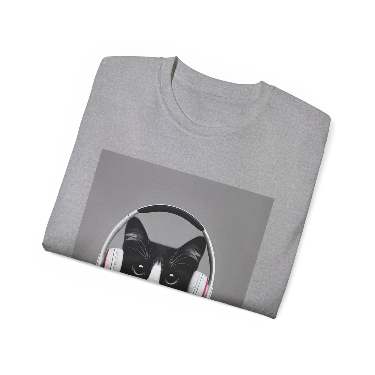 Cool Cat with Headphones   Unisex Tee