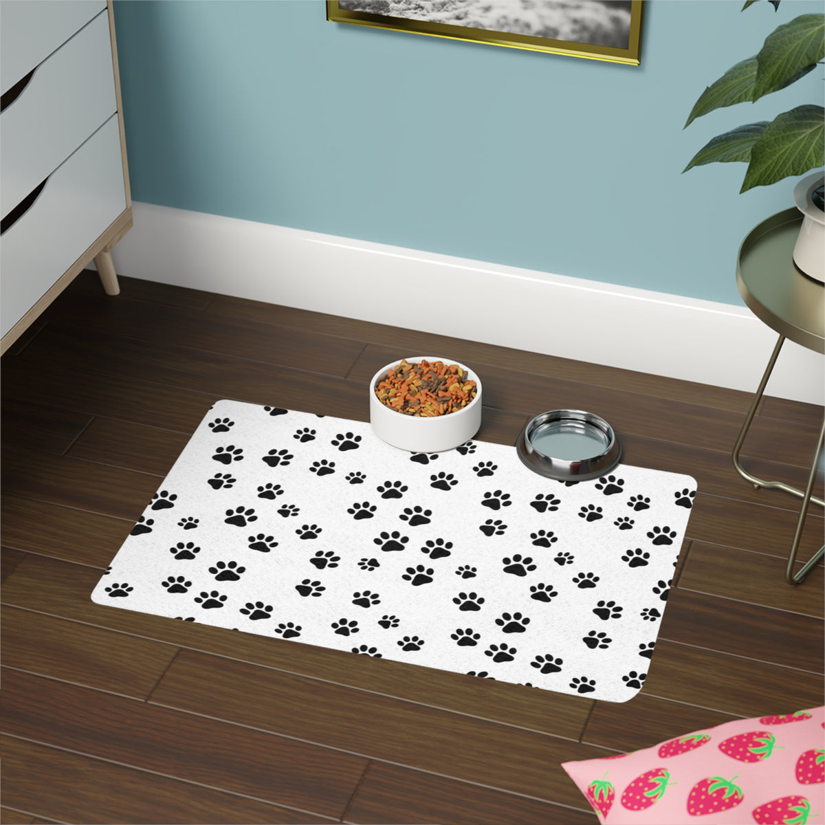 Cat Paw Print Pet Food Mat (12x18) – Non-Slip Feeding Placemat for Dogs & Cats