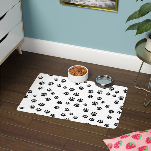 Cat Paw Print Pet Food Mat (12x18) – Non-Slip Feeding Placemat for Dogs & Cats