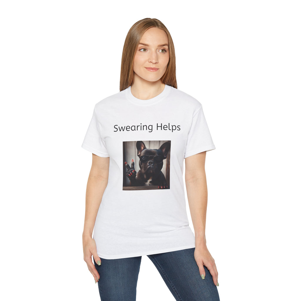 Swearing Helps French Bulldog  V-Neck Tee -Funny Witty Unisex Jersey T-Shirt