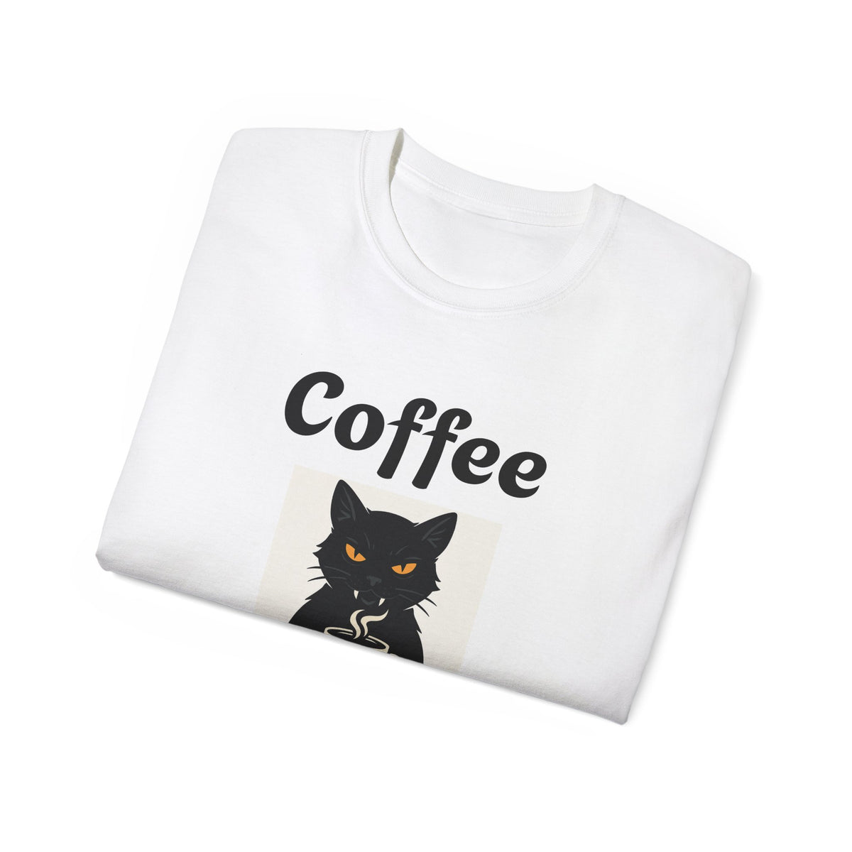 Coffee Because Murder is Wrong Cat with coffee cup graphic Unisex Tee - Fun Gift for Coffee Lovers, Cat Lovers, Cozy Wear, Perfect for Birthdays, Casual Outings, Halloween