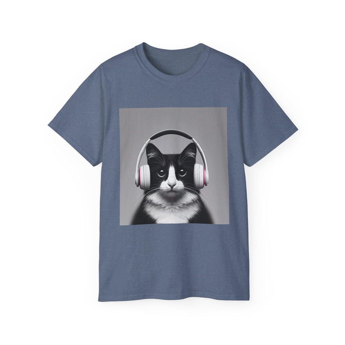 Cool Cat with Headphones   Unisex Tee