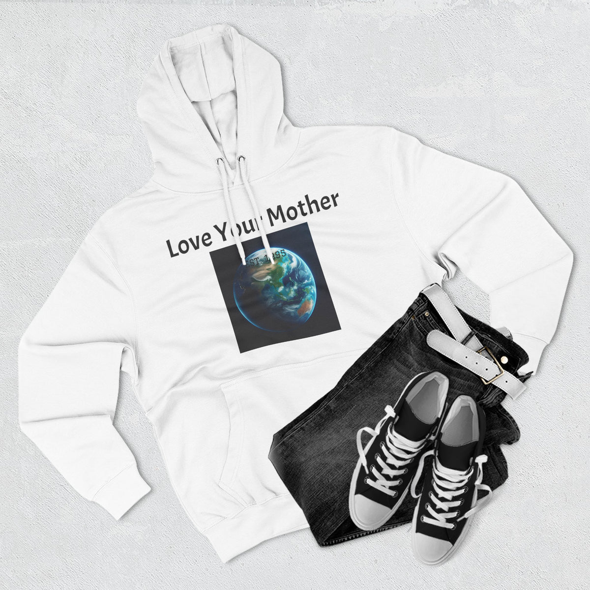 Hoodie - "Love Your Mother" Earth Graphic Hoodie (Eco Awareness, Earth Day)