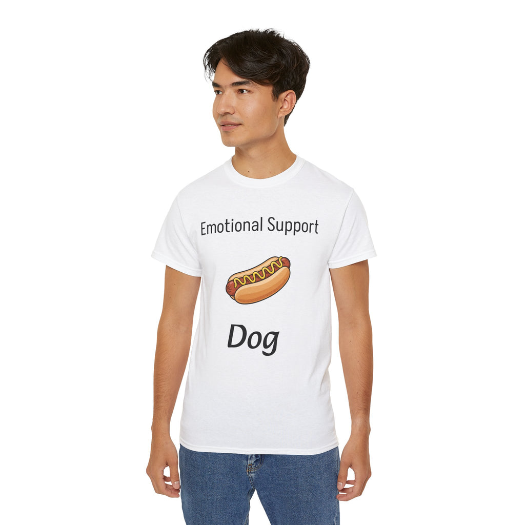 Emotional Support Dog T-Shirt — Funny Hot Dog Graphic Unisex Tee