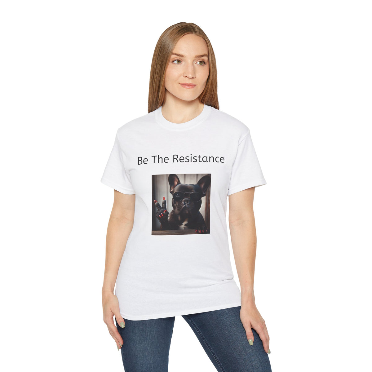 Be the Resistance French Bulldog  V-Neck Tee - Frenchie T Unisex Jersey T-Shirt