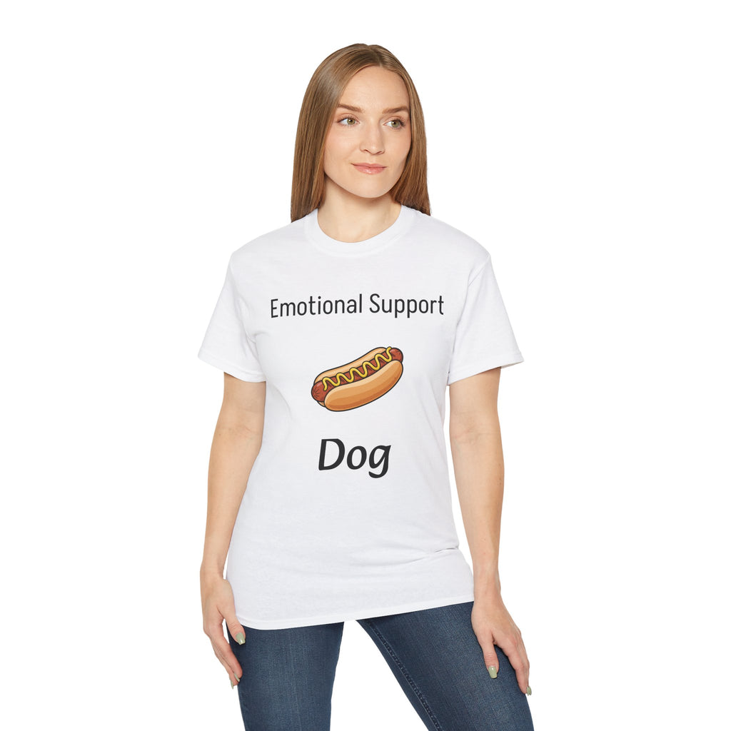 Emotional Support Dog T-Shirt — Funny Hot Dog Graphic Unisex Tee